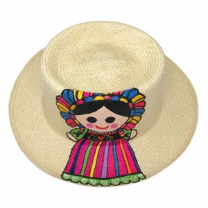 Sombrero redondo de muñequita pintada a mano
